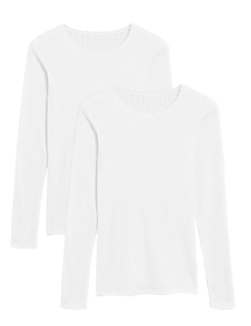 2pk Pointelle Thermal Long Sleeve Tops