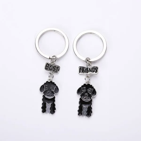 3 Color Poodle Teddy Dog Car Key Chain Fashion Jewelry Pendants for Bags