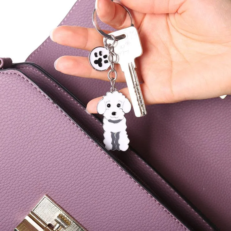 3 Color Poodle Teddy Dog Car Key Chain Fashion Jewelry Pendants for Bags