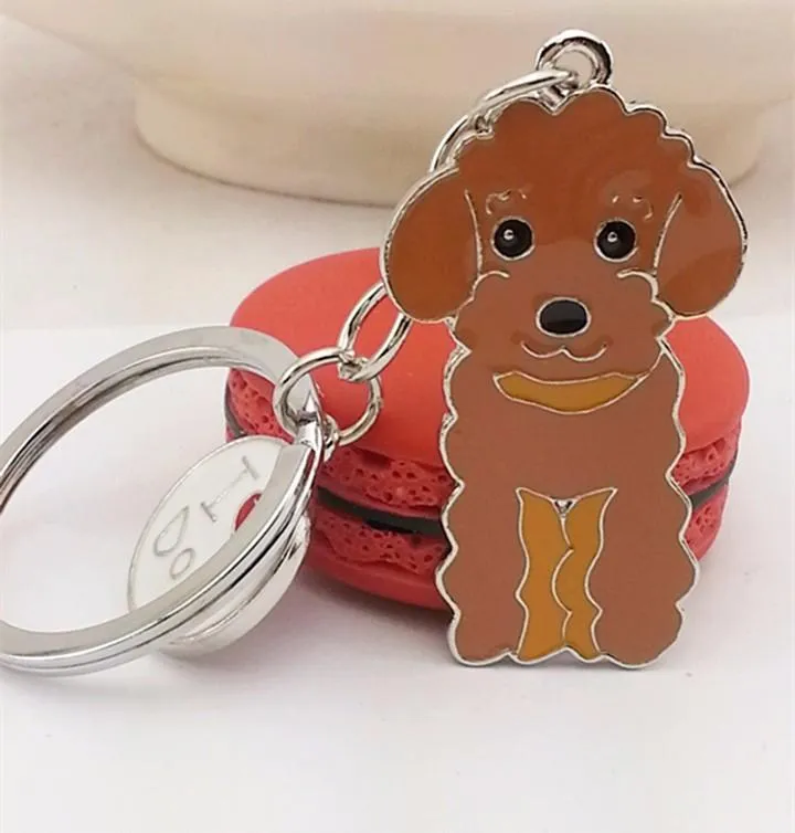 3 Color Poodle Teddy Dog Car Key Chain Fashion Jewelry Pendants for Bags