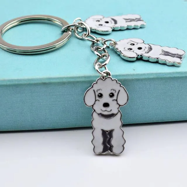 3 Color Poodle Teddy Dog Car Key Chain Fashion Jewelry Pendants for Bags