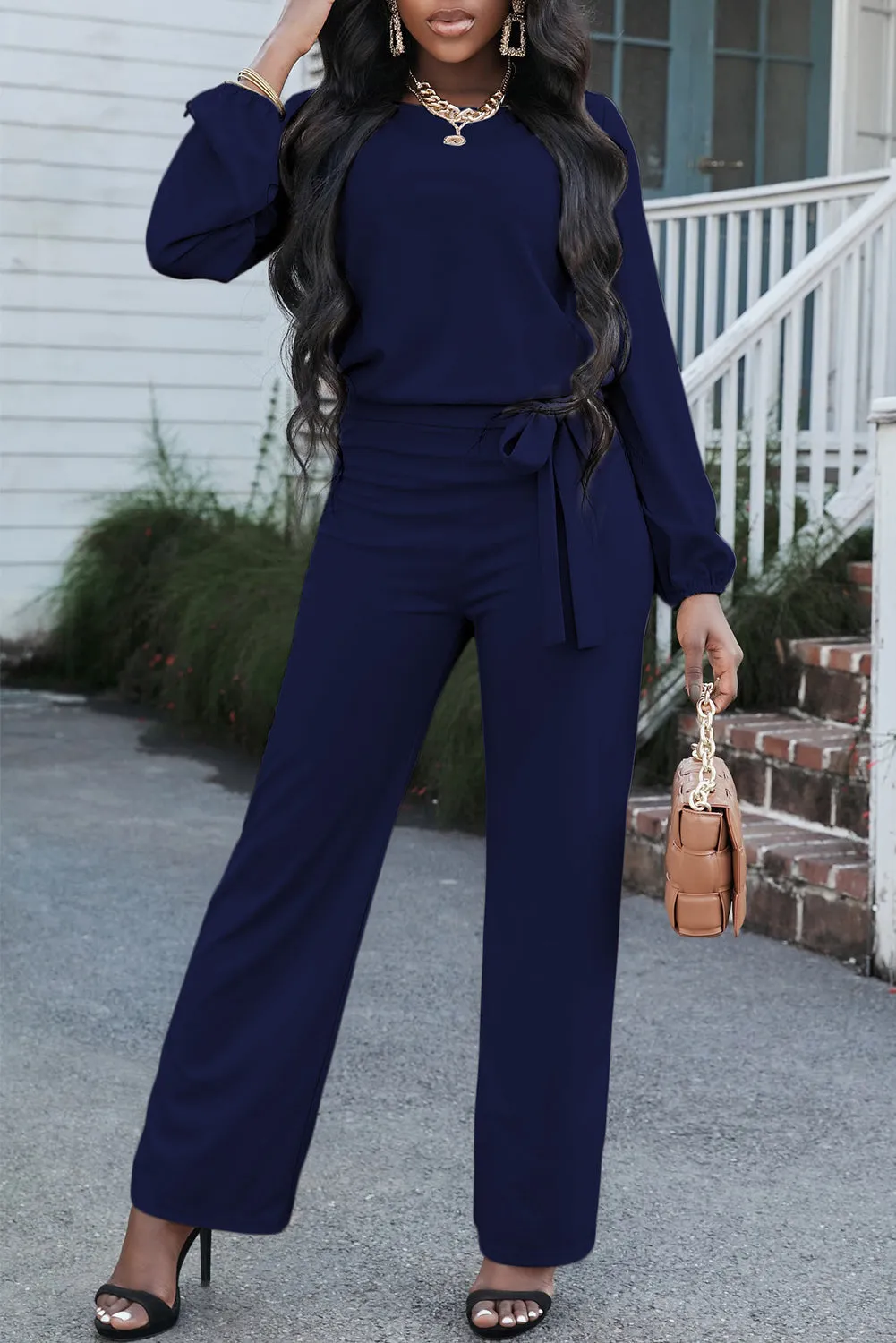 3 Elegant Tailored Tie Jumpsuit (S - 2X)