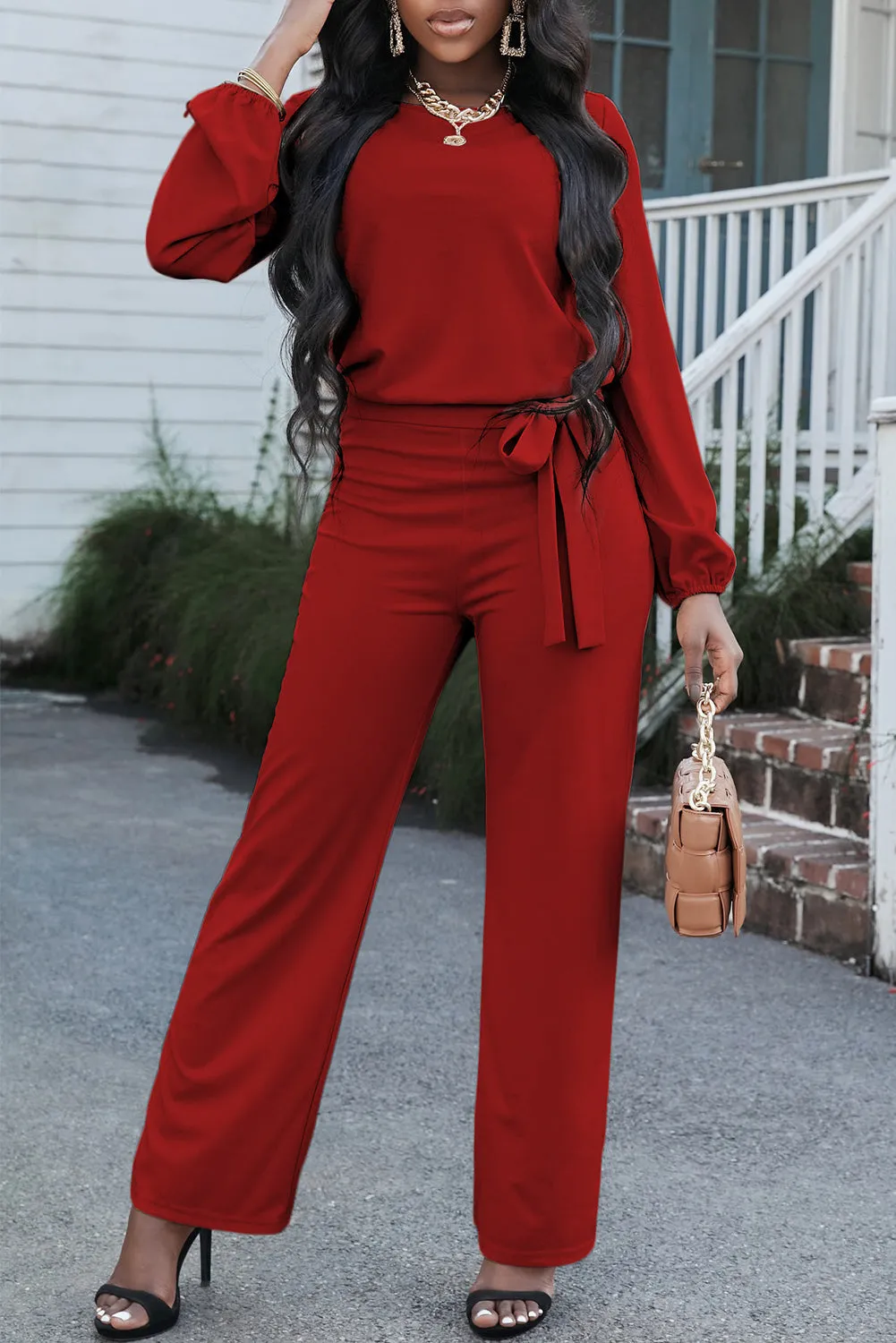 3 Elegant Tailored Tie Jumpsuit (S - 2X)