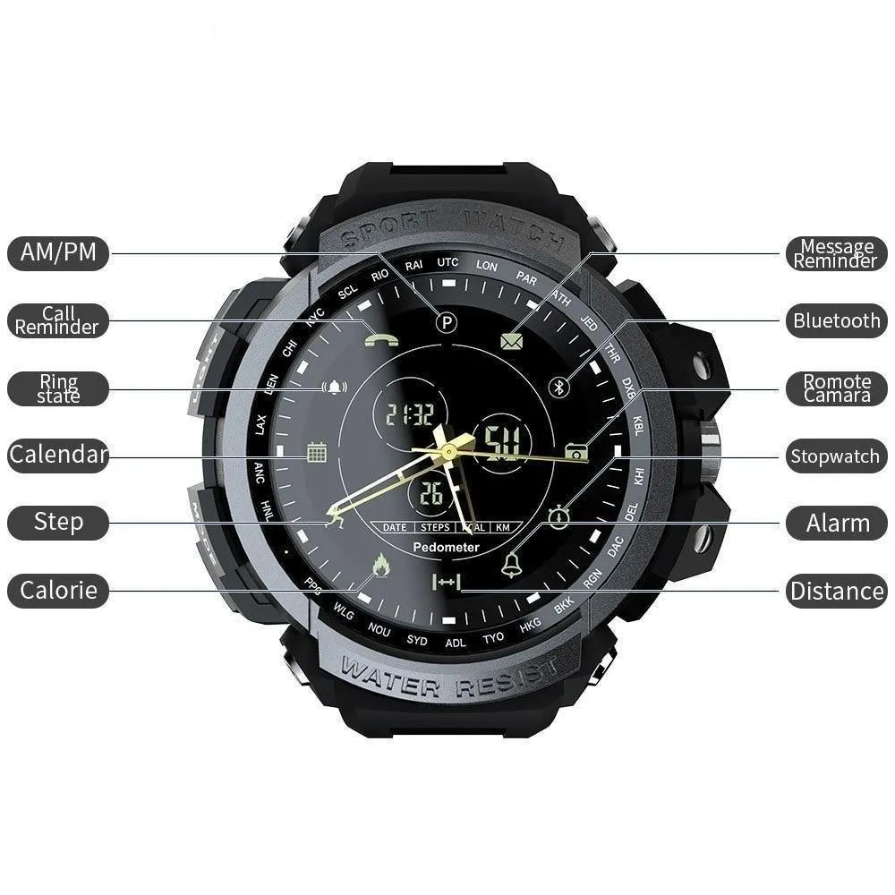 50 Meter Waterproof Sport Smartwatch with Bluetooth Call Remind for IOS