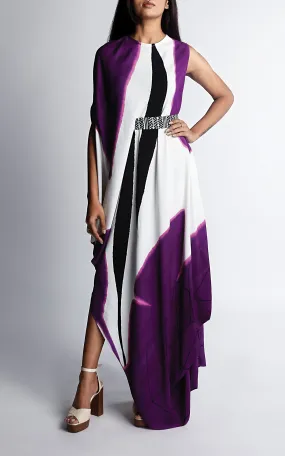 Abstract Printed Sleeveless Drape Dress