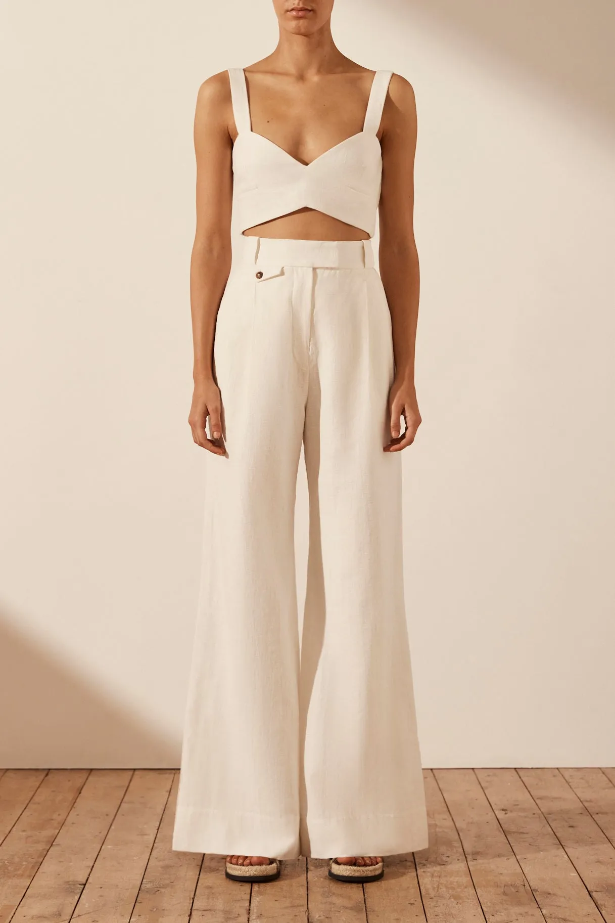 AKUA HIGH WAISTED TAILORED PANT - COCONUT