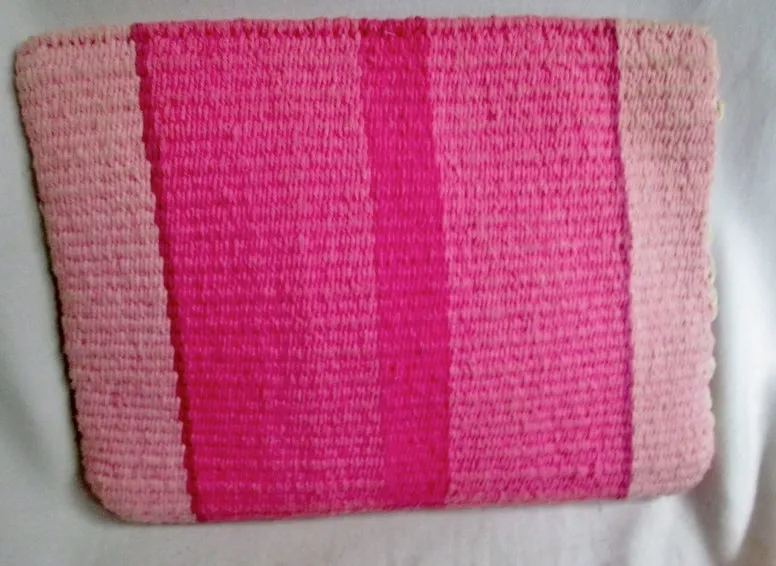 ALTOS DE CHAVON Wool Serape Ethnic Kilim Pencil Case Pouch Bag Coin Purse PINK