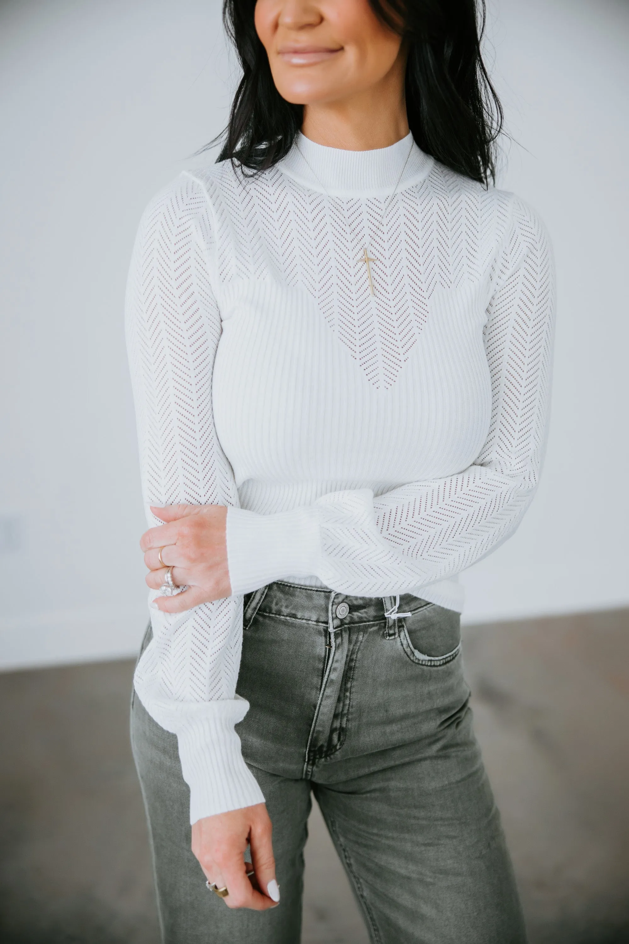 Aurora Pointelle Sweater