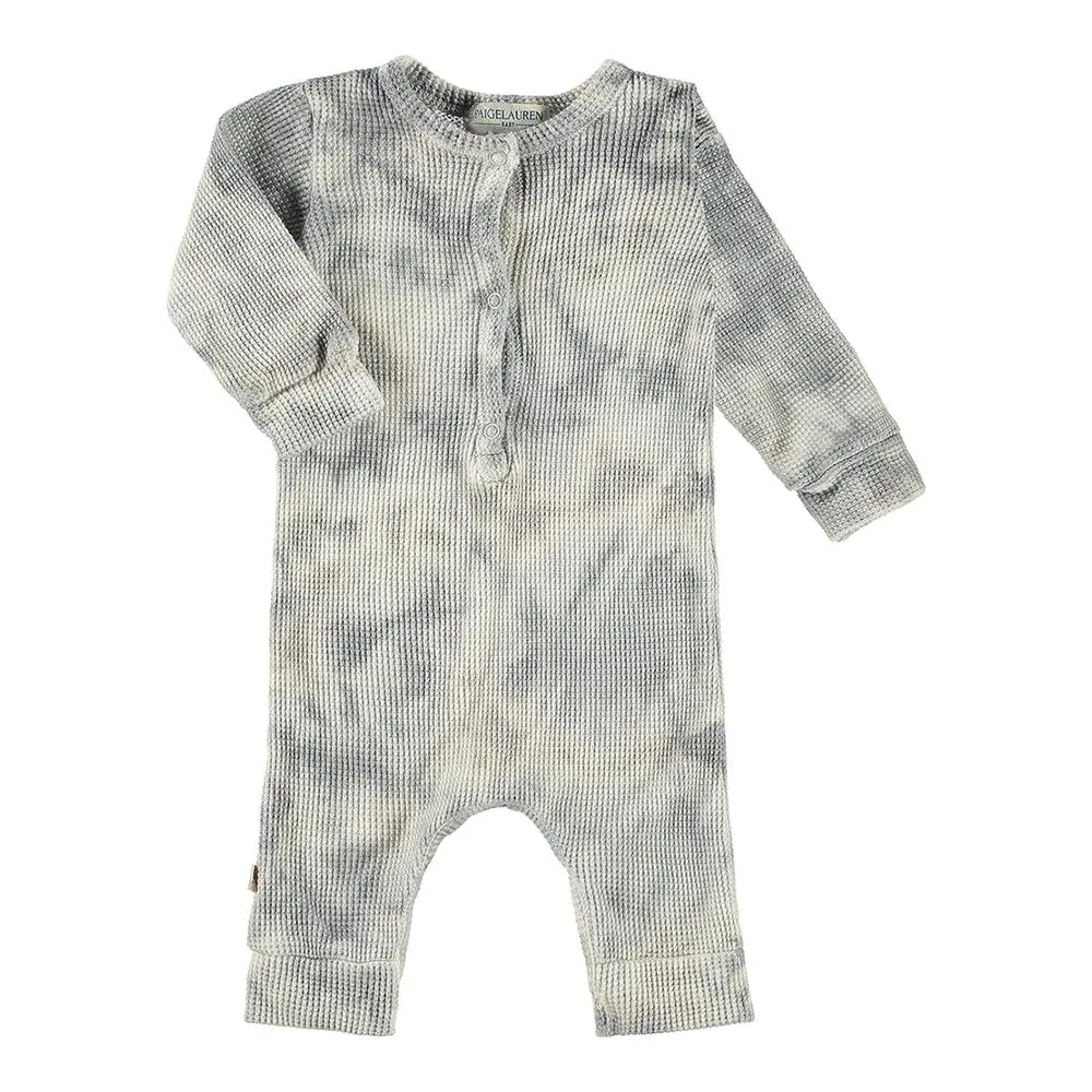 Baby Thermal Henley Coverall tie dye