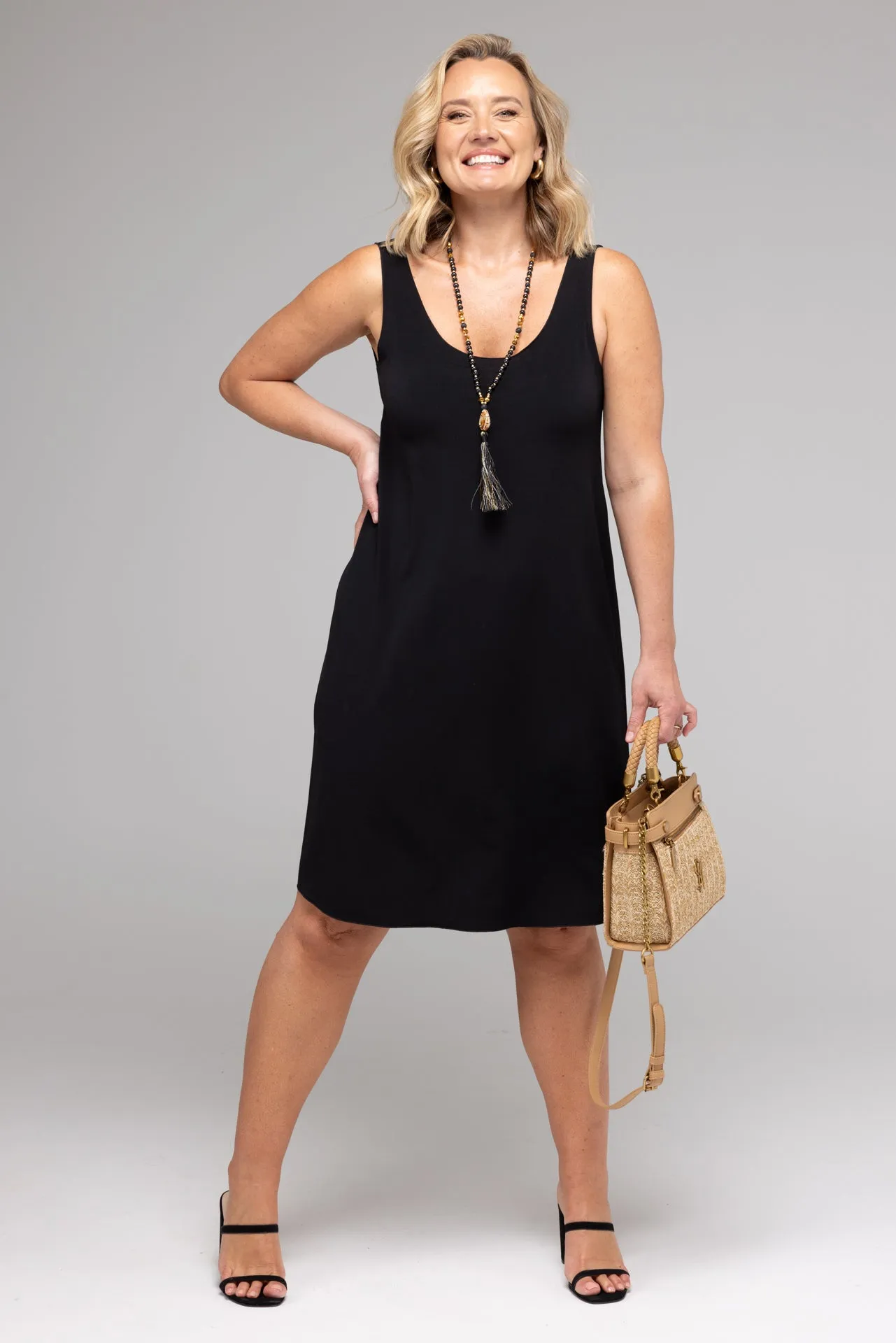 Black Jersey Sleeveless Dress