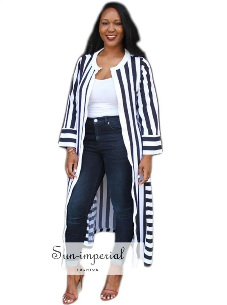 Block Stripe Slit side Kimono