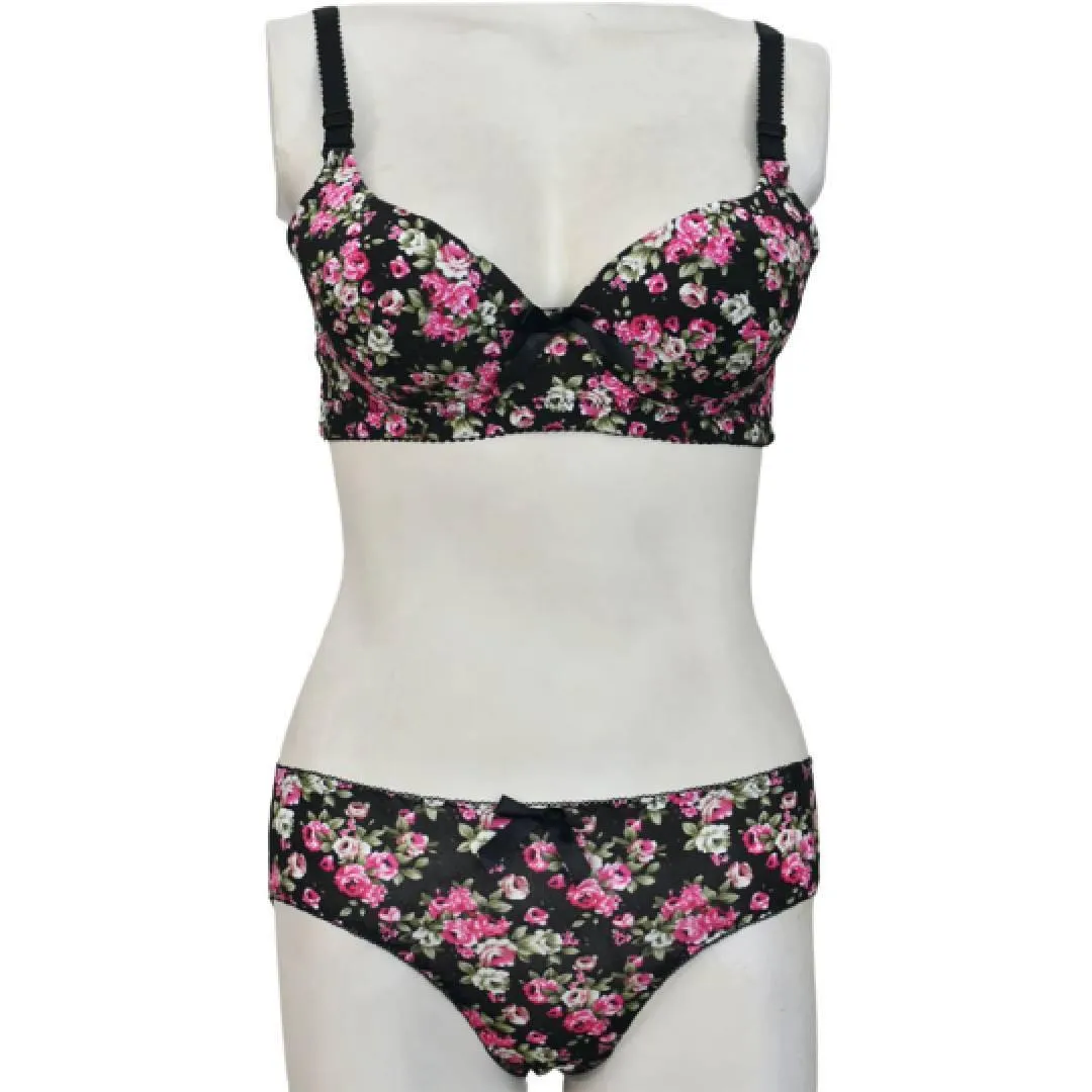 Bra Panty Set Spring Flowers Light Padded Bra and Panty Set Stylish Spring Collection