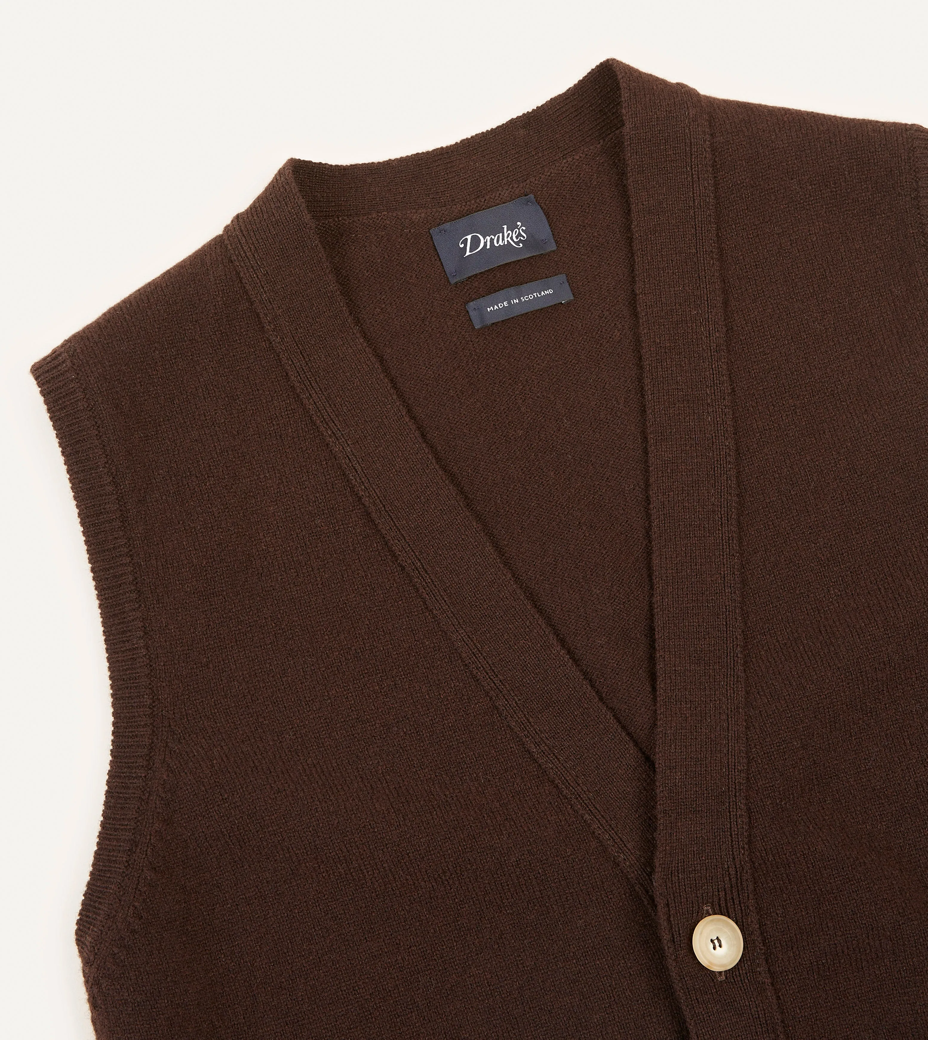 Brown Lambswool Sleeveless Cardigan