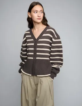 Brown Striped Cardigan