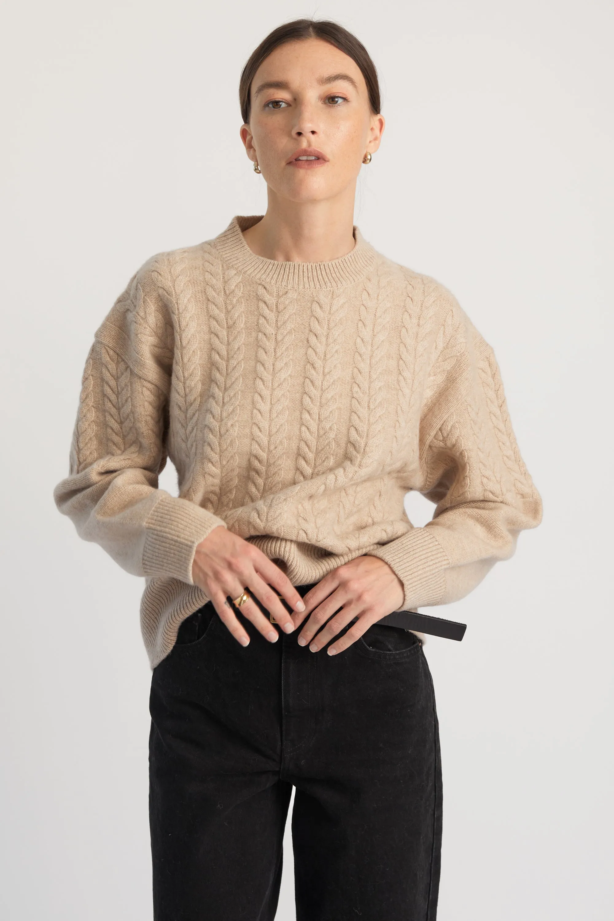 Cable Knit Crewneck Sweater