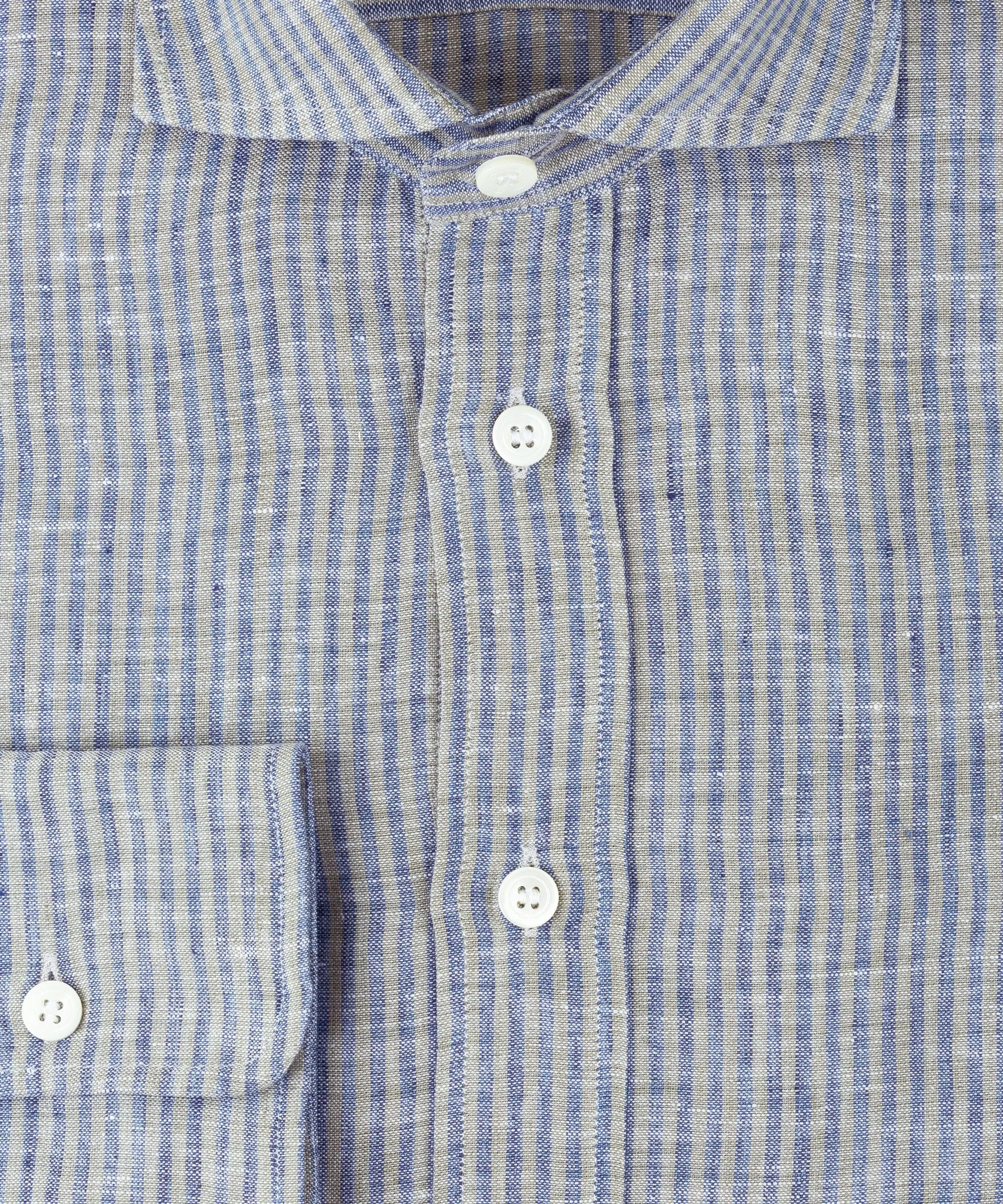 Casual Dark Striped Linen Shirt