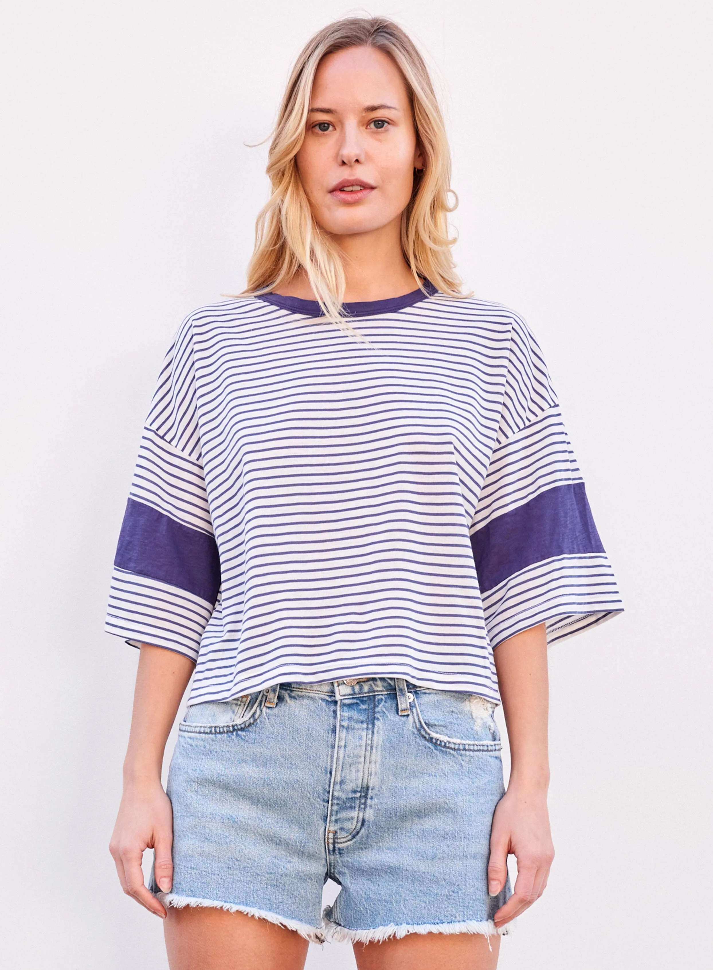 Classic Striped Boxy Blocked Tee