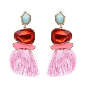 Colorful Crystal Drop Stylish Tassel Earring