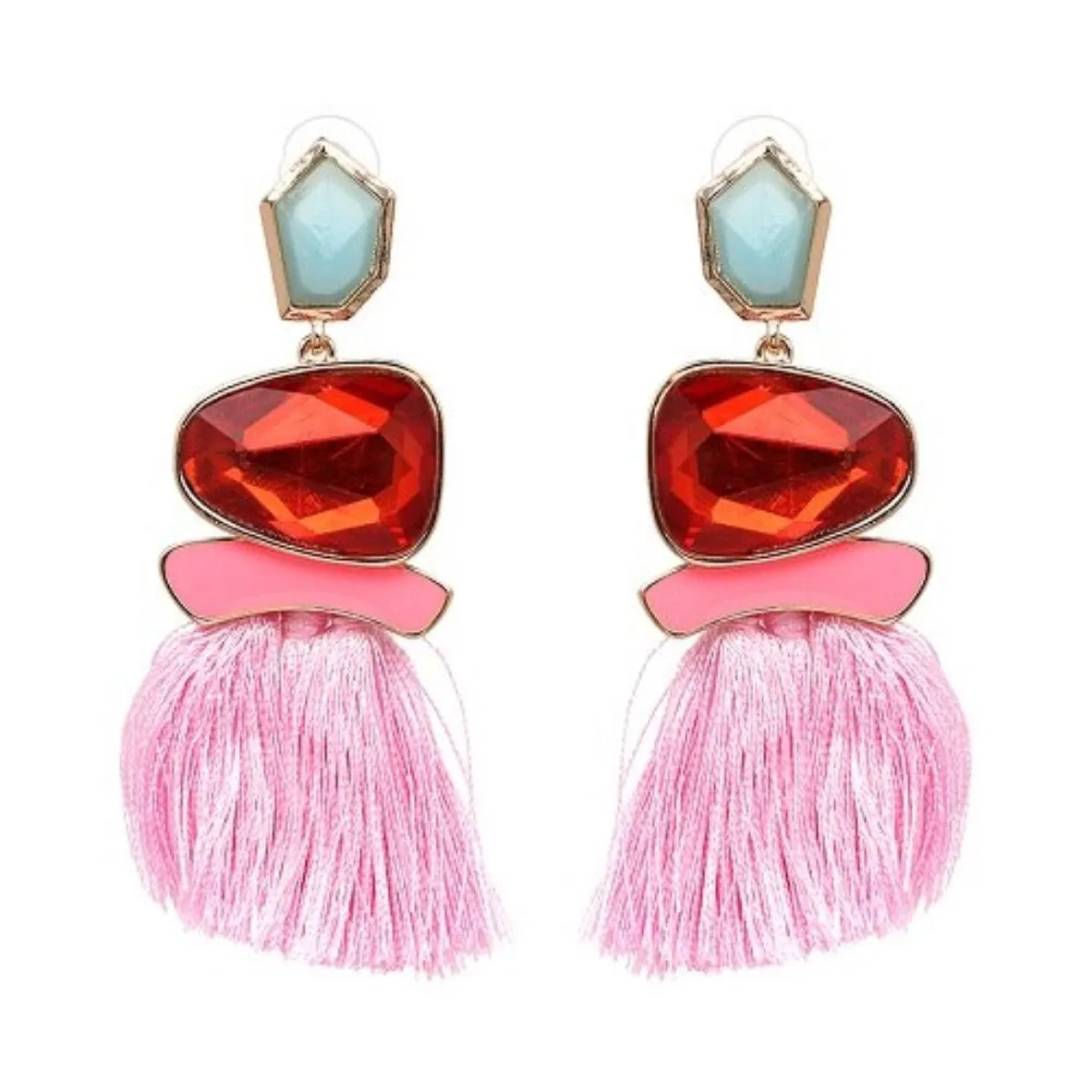 Colorful Crystal Drop Stylish Tassel Earring