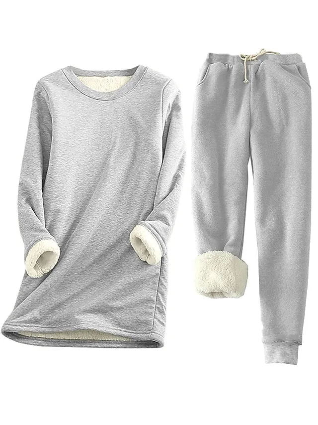 Comfortable Women's Thermal Pajama Set Featuring Adjustable Waist