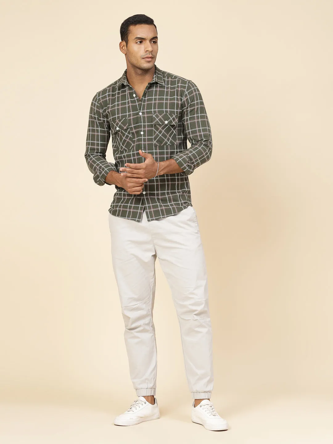 Cotton Checks Tailored Utility Shirt