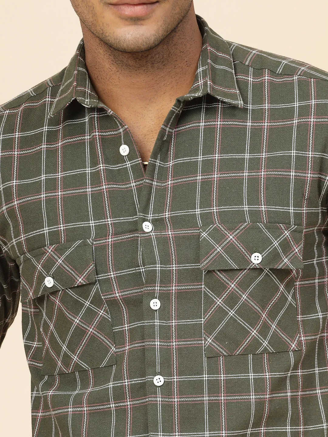 Cotton Checks Tailored Utility Shirt