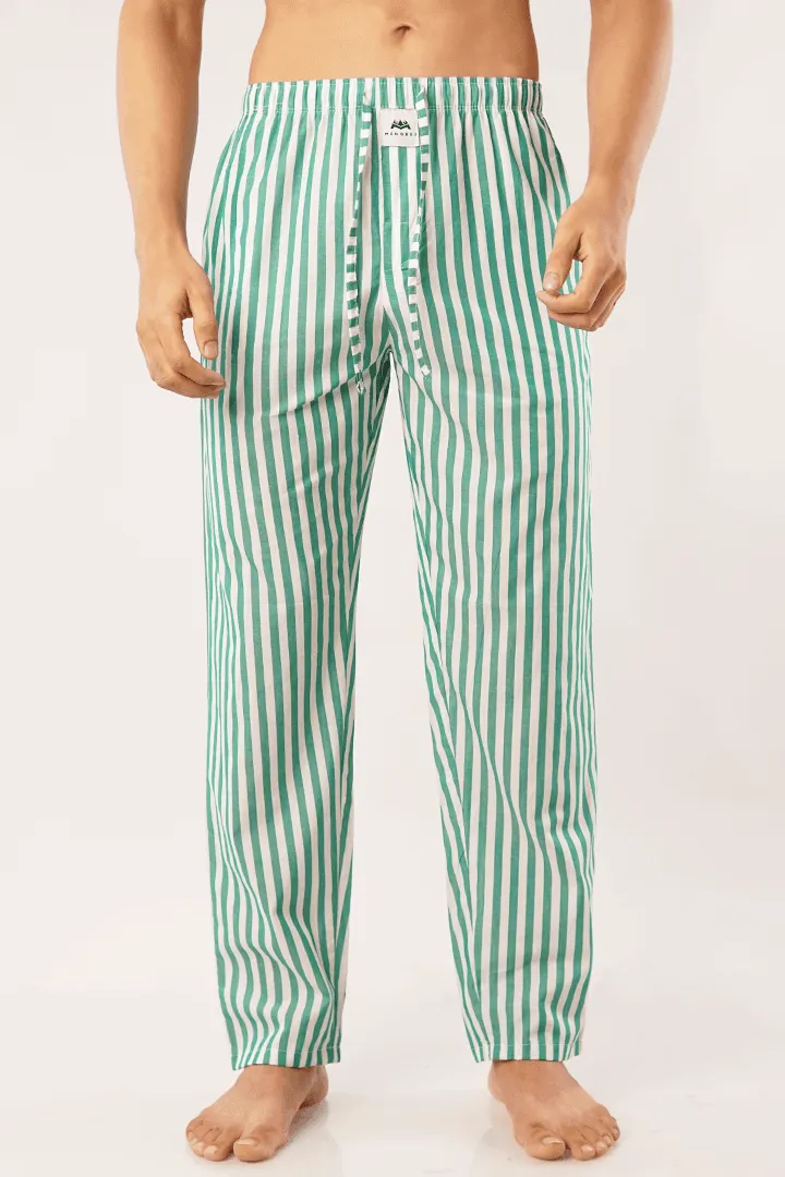 Green Striped Woven Pajama