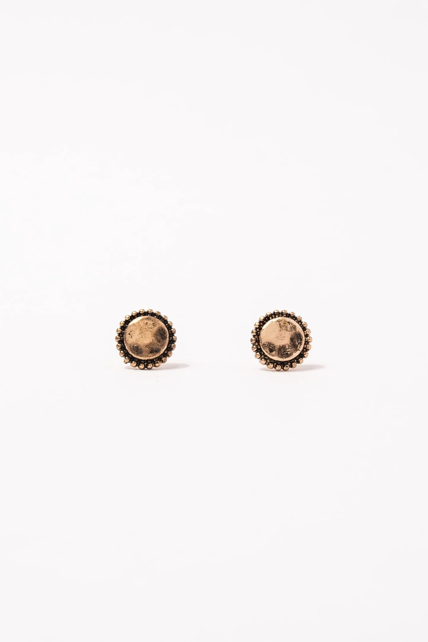 Handmade Tailored Circle Stud Earrings - Gold