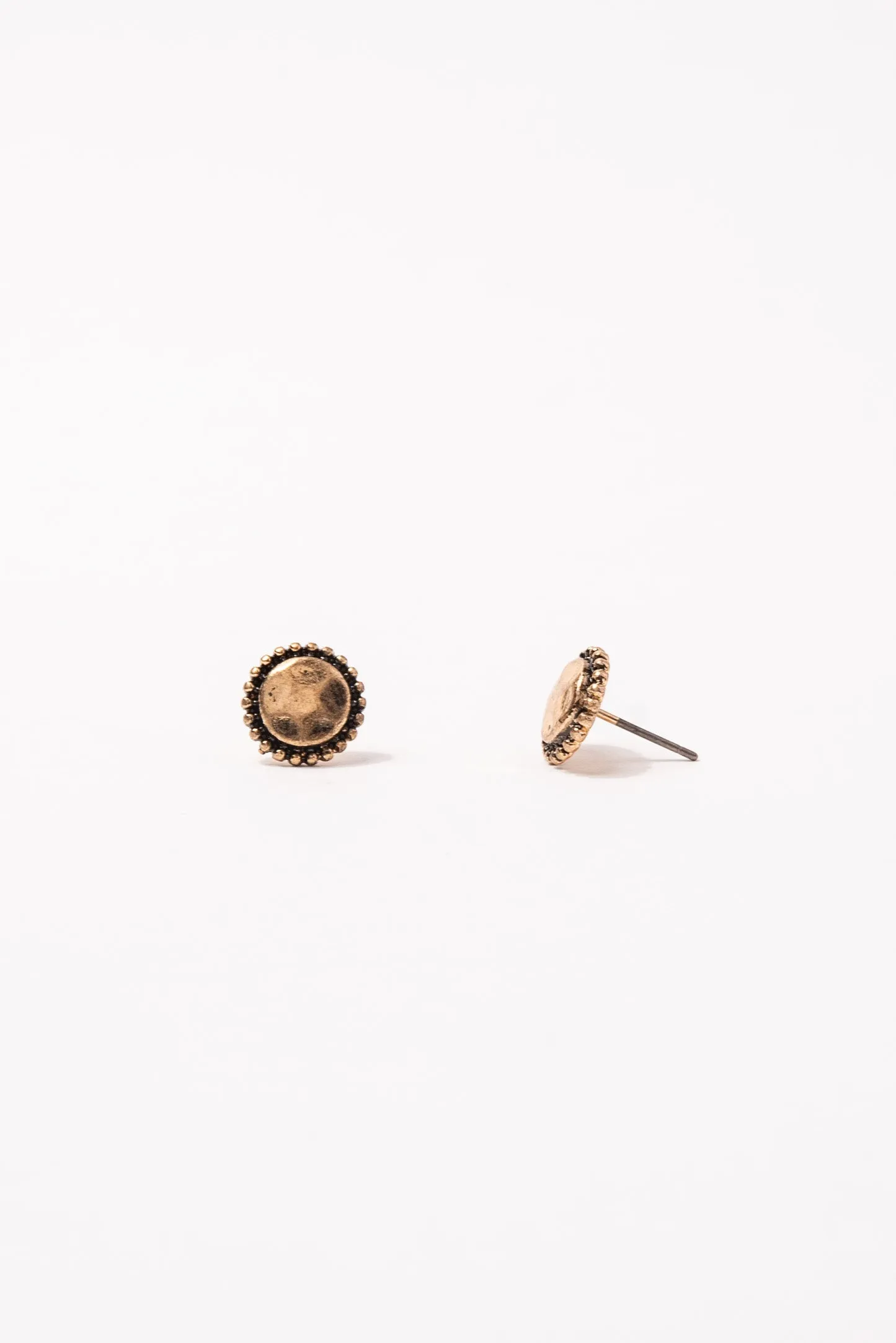 Handmade Tailored Circle Stud Earrings - Gold