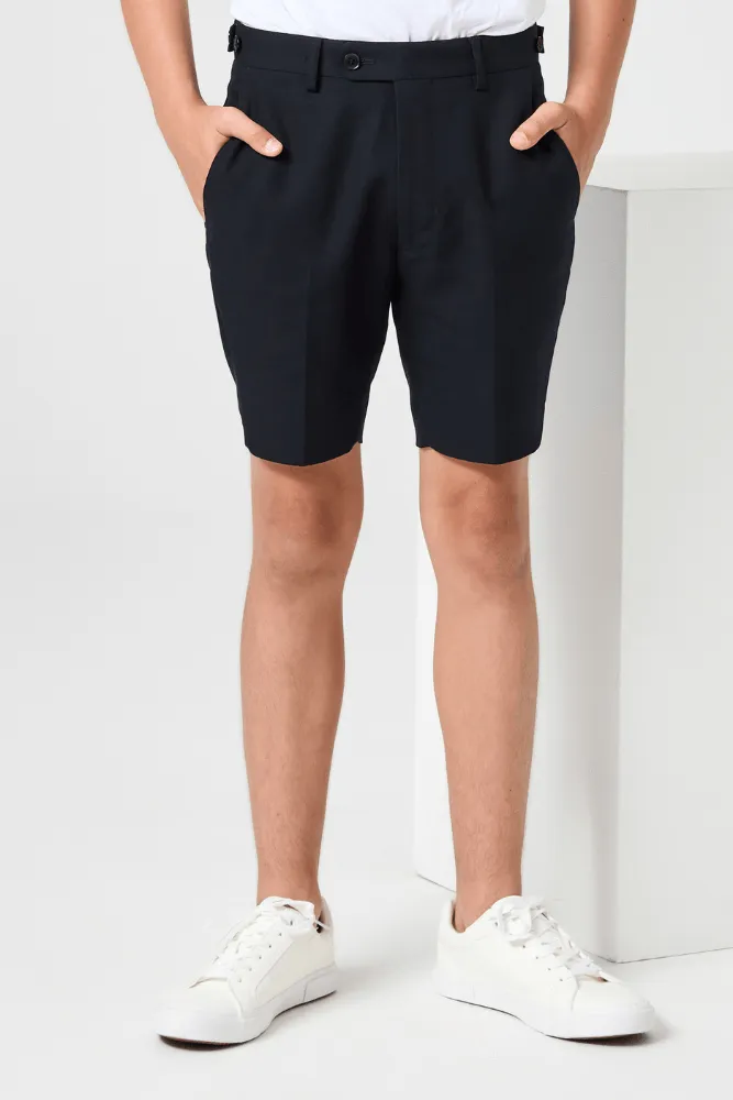 Harrison Tailored Shorts - Black Cotton