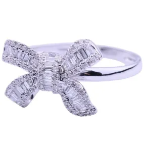 Korean Stylish Princess Bowknot Diamond Ring - 925 Sterling Silver 925