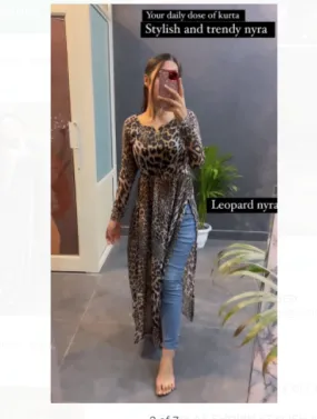 Leopord Print Stylish Full Sleeves Kurti for Women