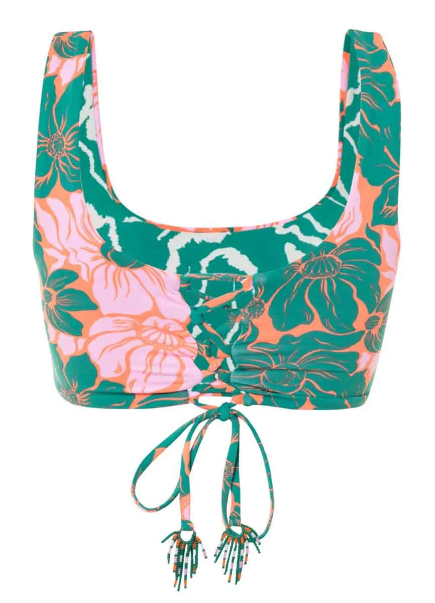 Maaji Floral Stamp Guinea Sporty Bralette Bikini Top