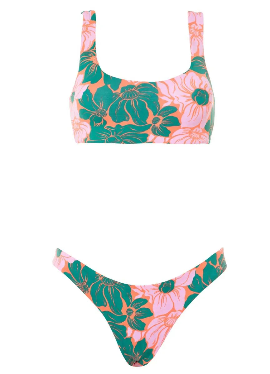 Maaji Floral Stamp Guinea Sporty Bralette Bikini Top