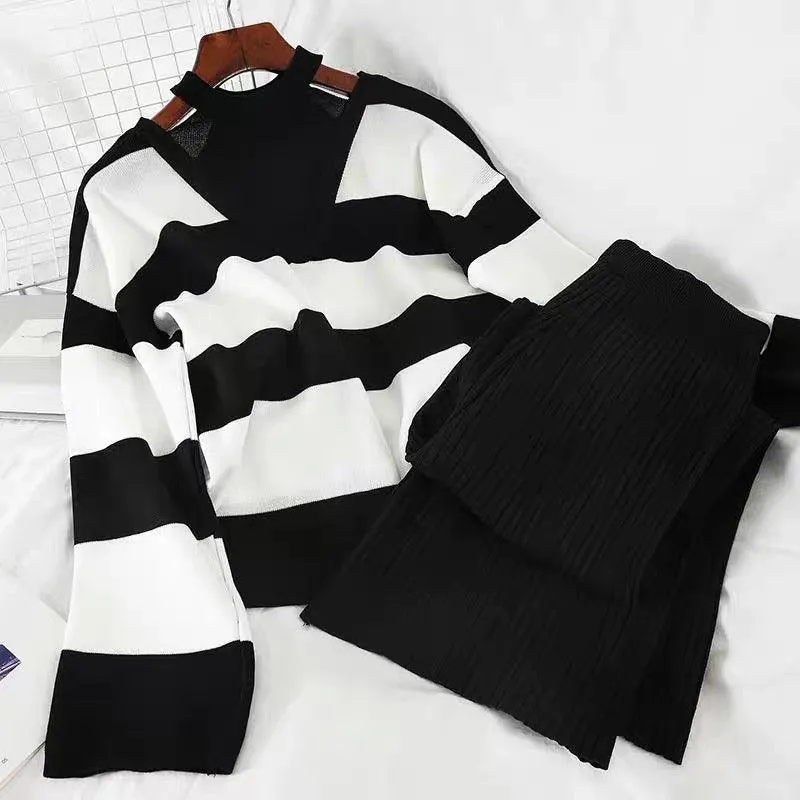 Naomi Striped Woolen Coord Set