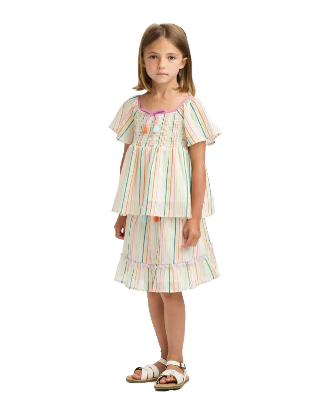 NICOLE MILLER GIRLS SS24 Stripe Top  with Tassels