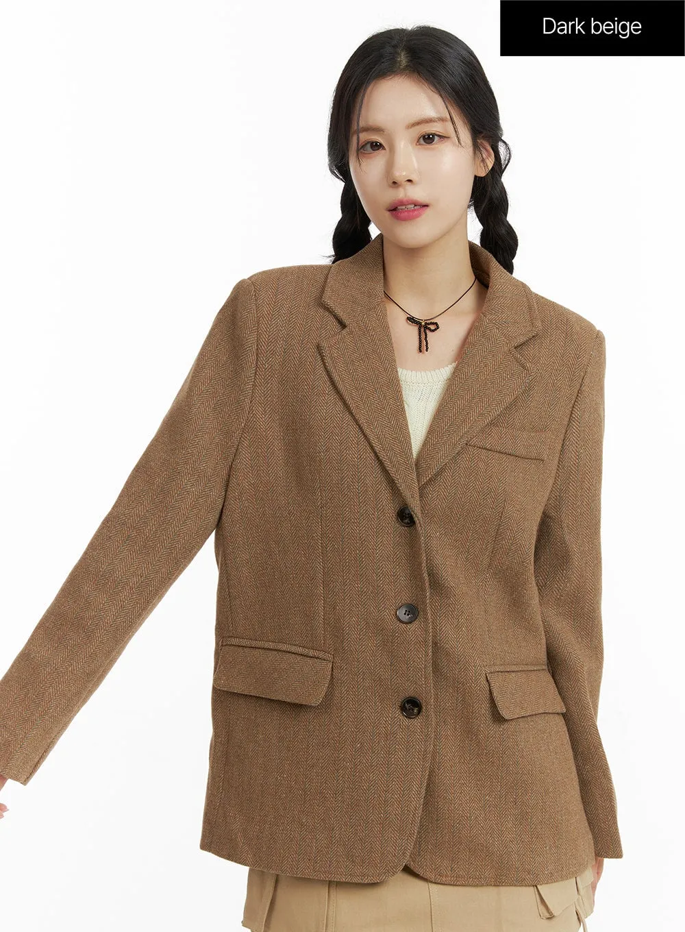 Oversized Buttoned Midi Tailored Jacket OF408