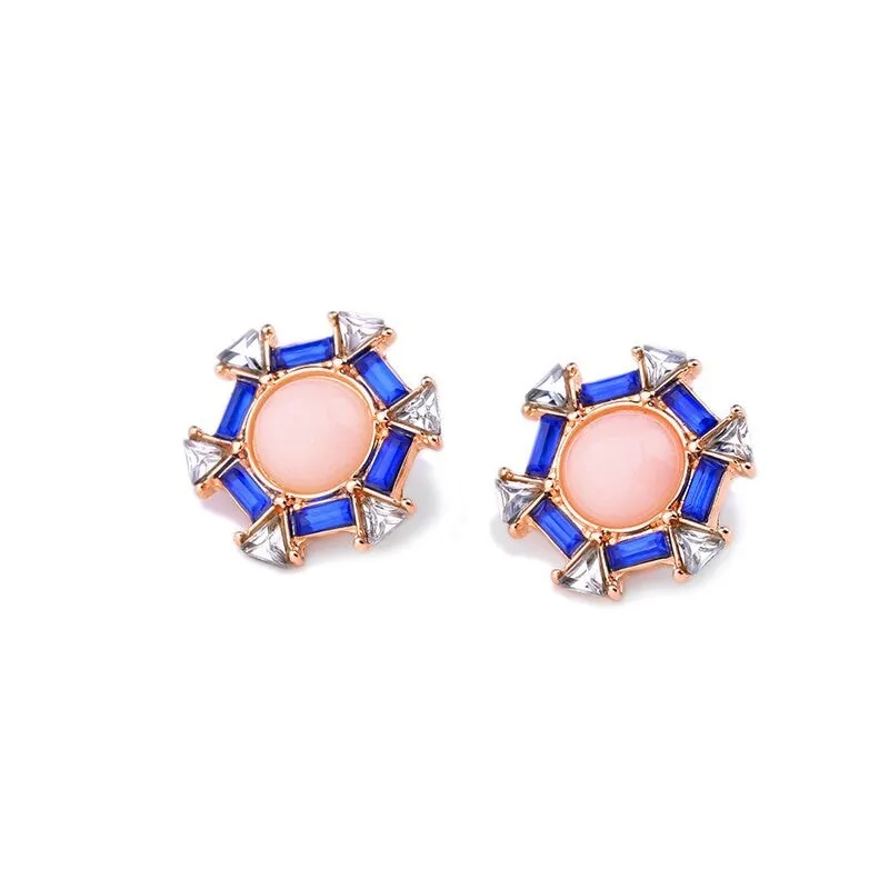 Pink & Blue Stylish Crystal Party Stud Earring