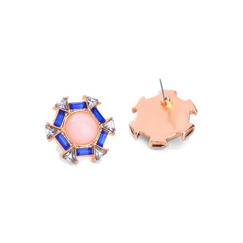 Pink & Blue Stylish Crystal Party Stud Earring