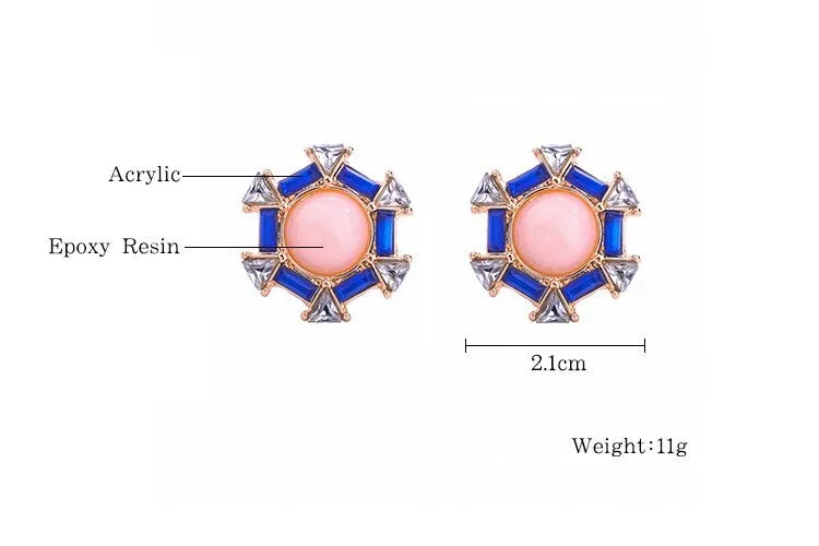 Pink & Blue Stylish Crystal Party Stud Earring