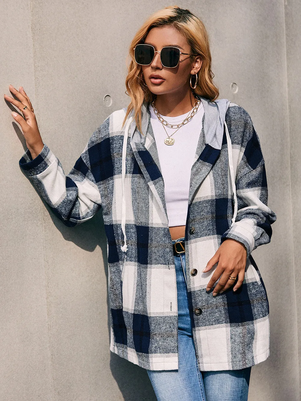 Plaid Boyfriend  Hoodie Jacket