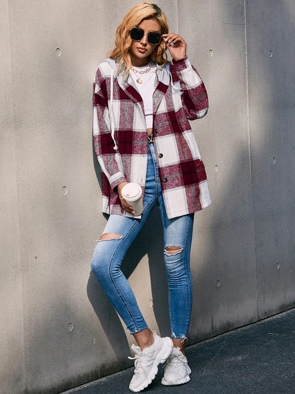 Plaid Boyfriend  Hoodie Jacket