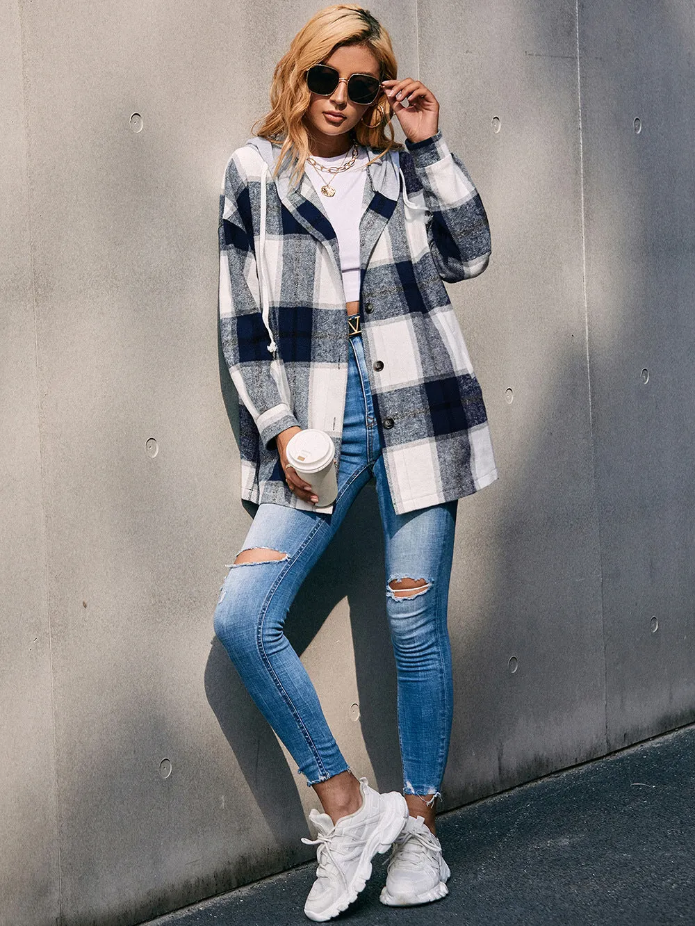 Plaid Boyfriend  Hoodie Jacket