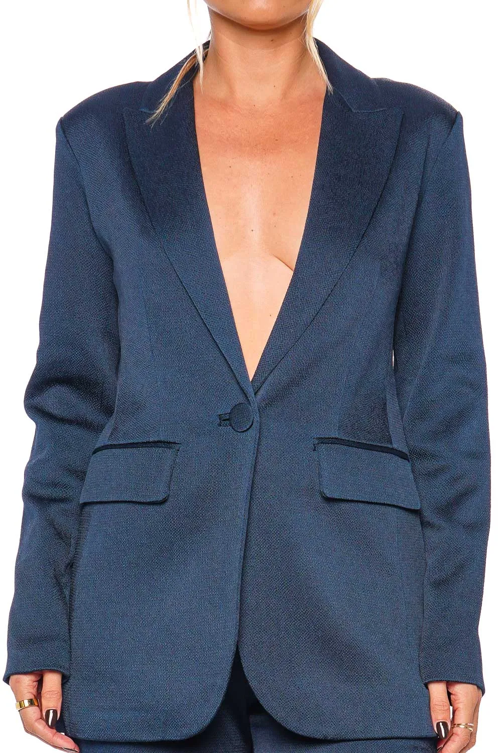 Rebecca Embroidered Navy Tailored Blazer