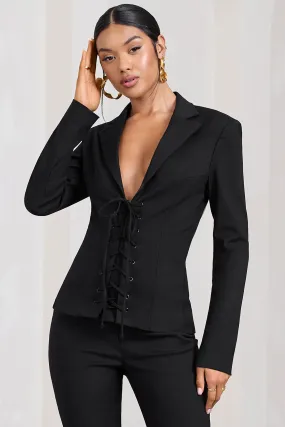 Runway Ready | Black Laced Corset Tailored Blazer