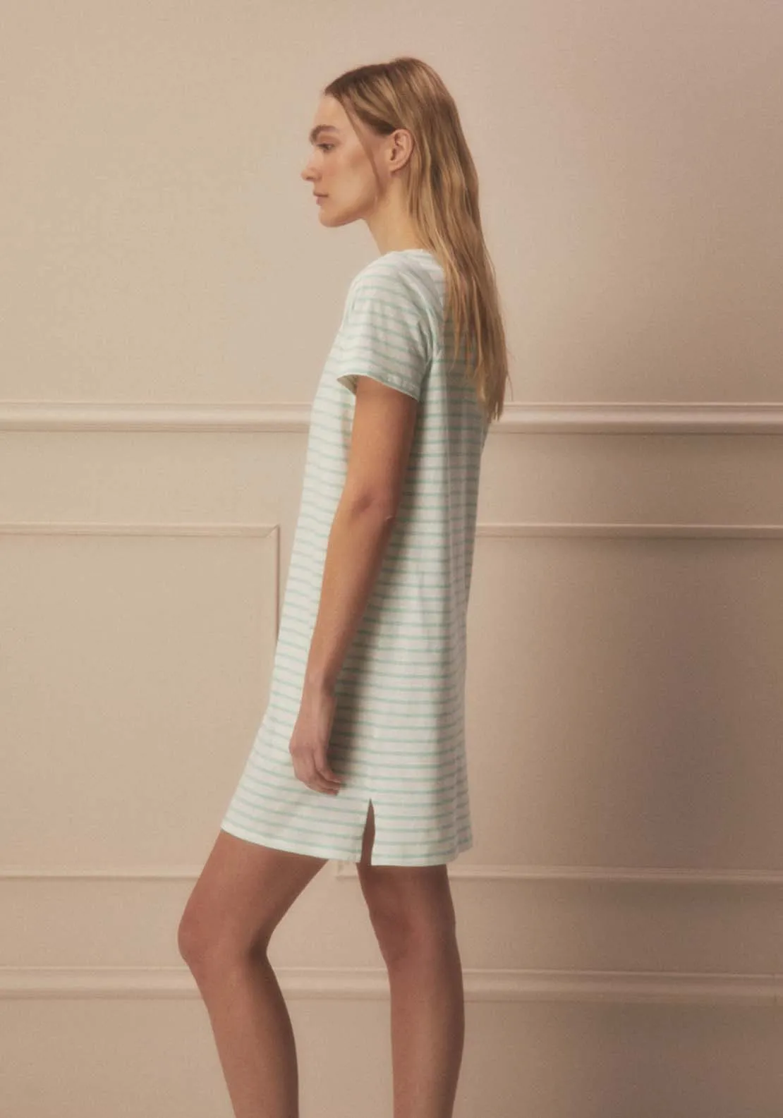 Short Sleeve Striped Nightdress