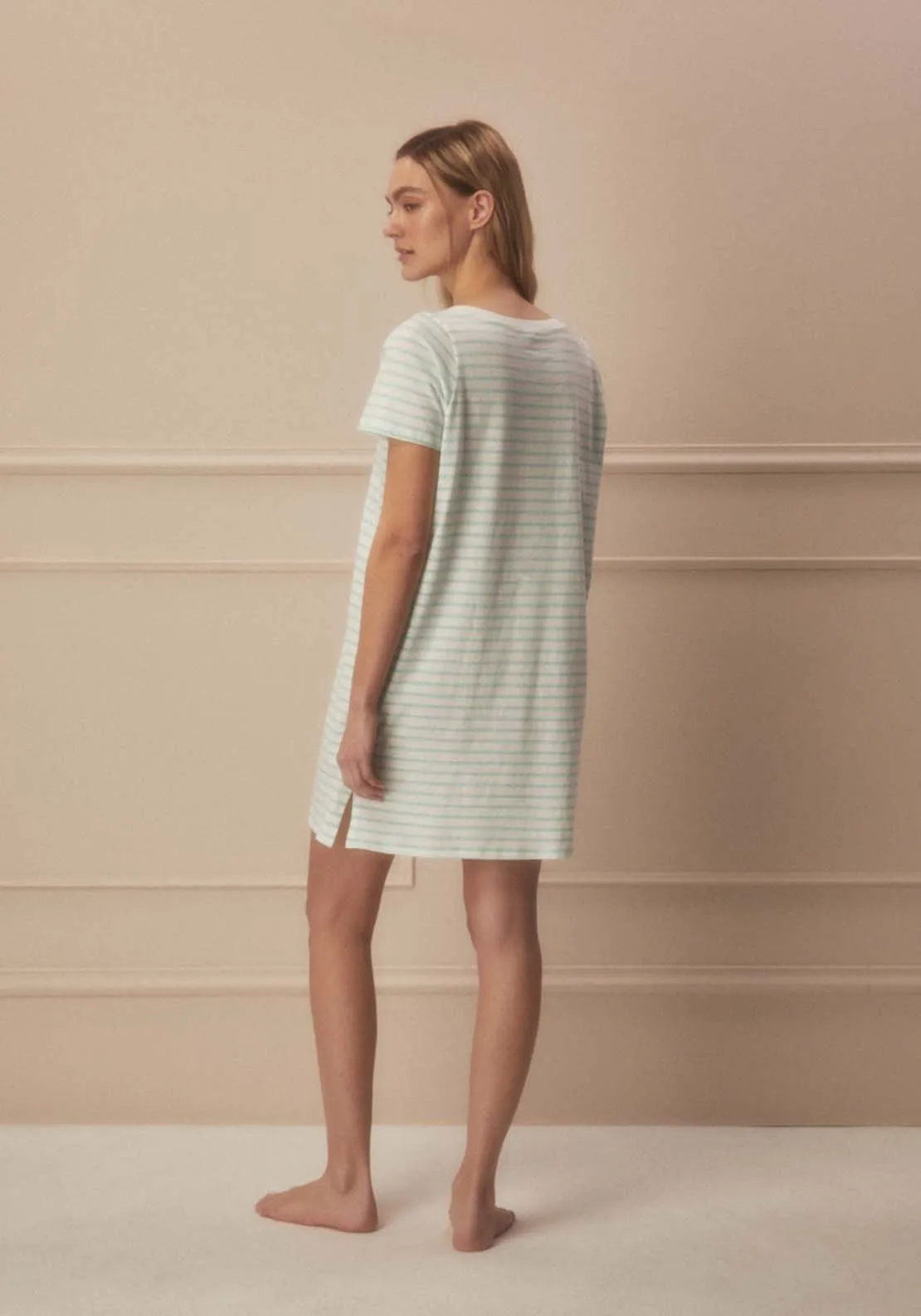 Short Sleeve Striped Nightdress