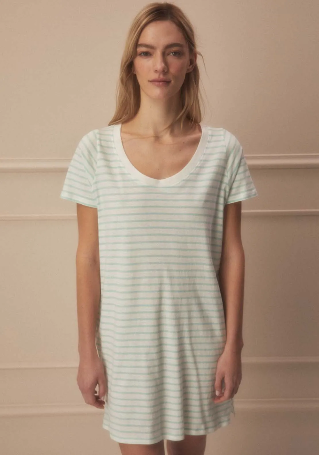 Short Sleeve Striped Nightdress