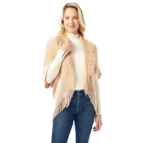 Striped Chenille Shrug With Fringe