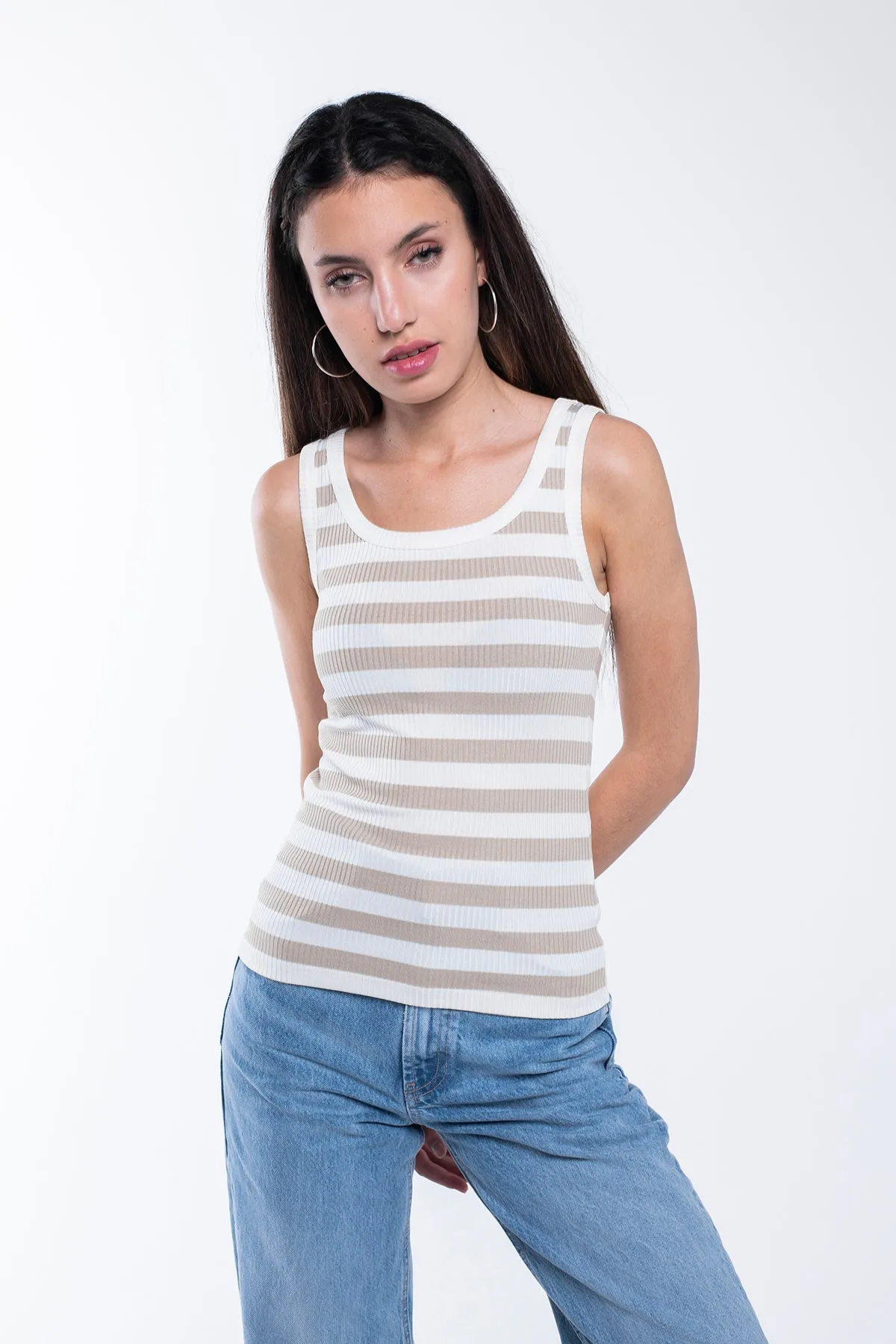 Striped Ribbed Vest